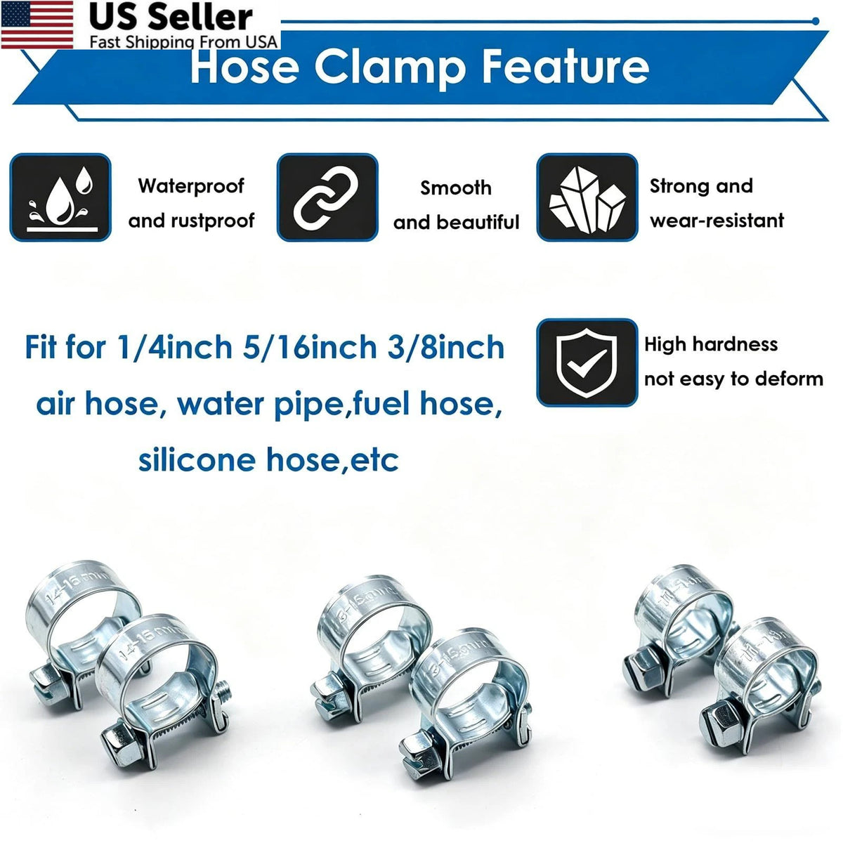 32Pcs Fuel Line Clamps for Various Vehicles (11-16mm, Silver)