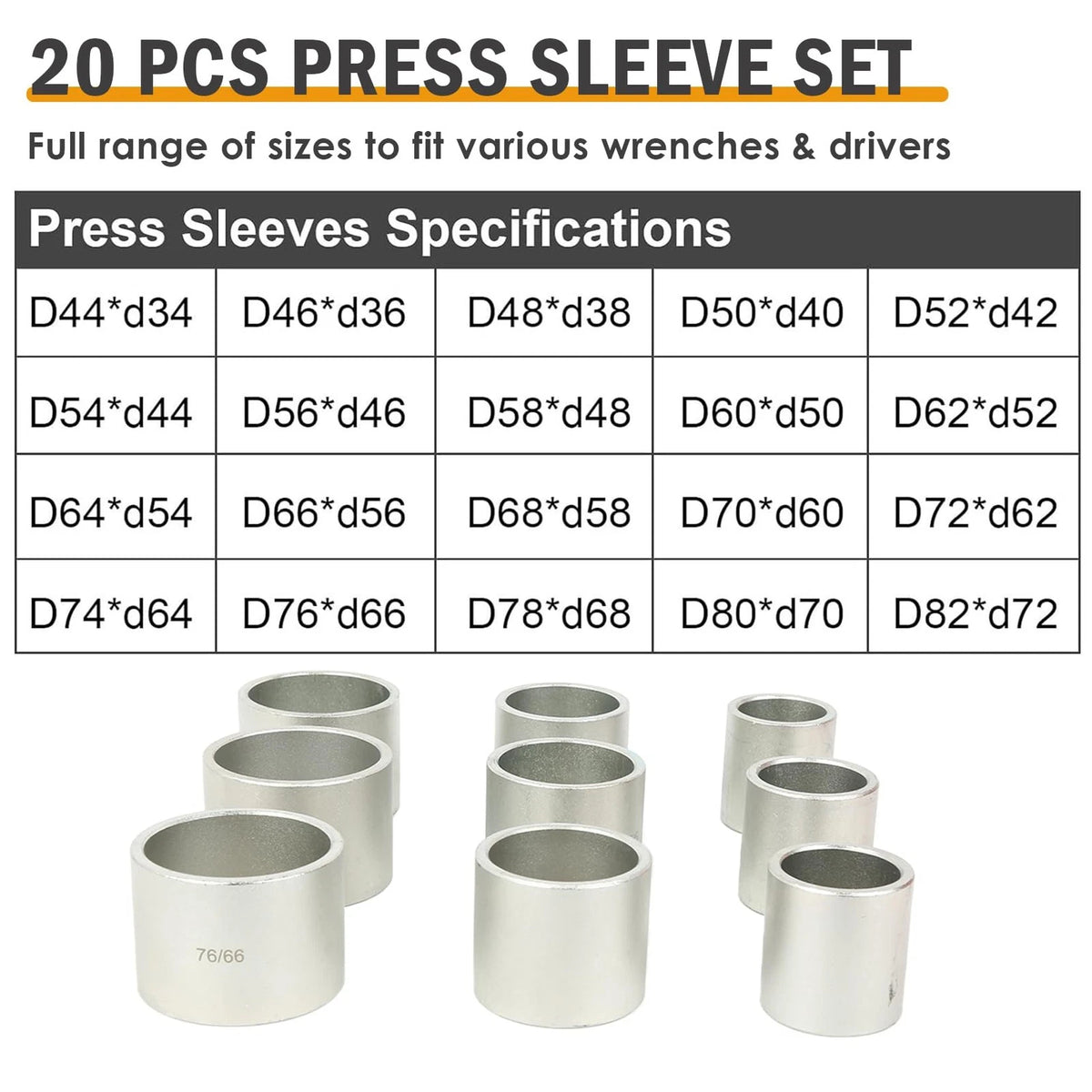 28PCS Press & Pull Sleeve Kit for Removing Bearings Bushes Seals
