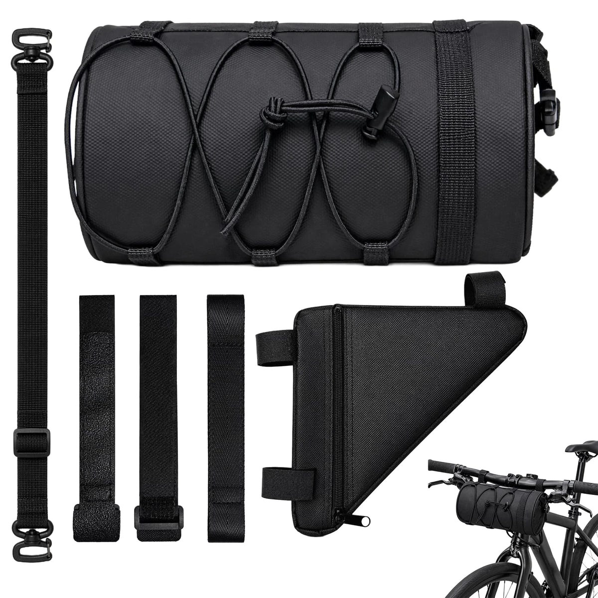 Bike Bag Set for Bicycle (Waterproof Handlebar & Triangle)