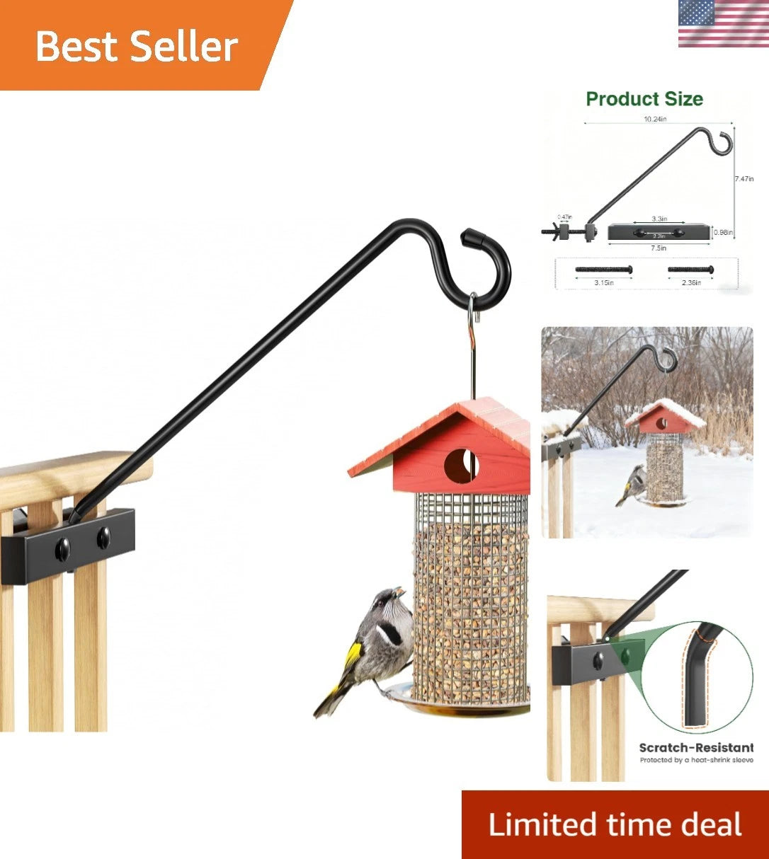 22LB Capacity Balcony Rail Plant Hanger for Easy Install & Stylish Decor