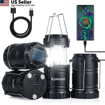4-Pack Solar Camping Lanterns for (Rechargeable LED)