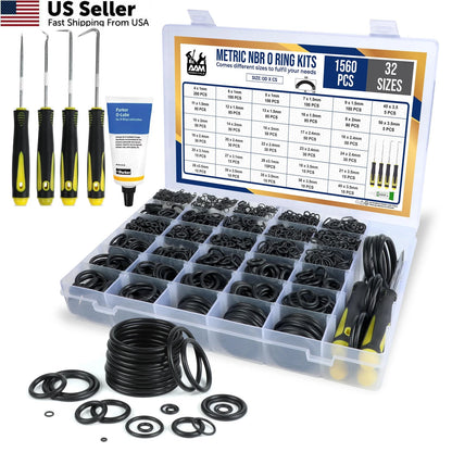 O Ring Kit for Various Applications (1560 Pcs, Nitrile Rubber)