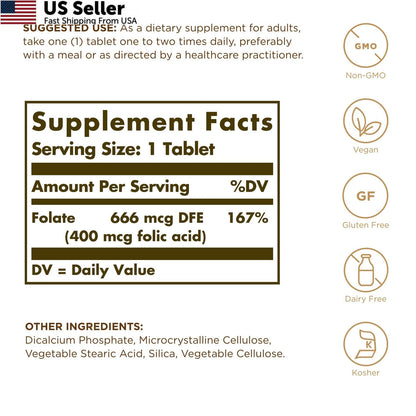 Folic Acid Tablets 400 mcg for (Pack of 250)