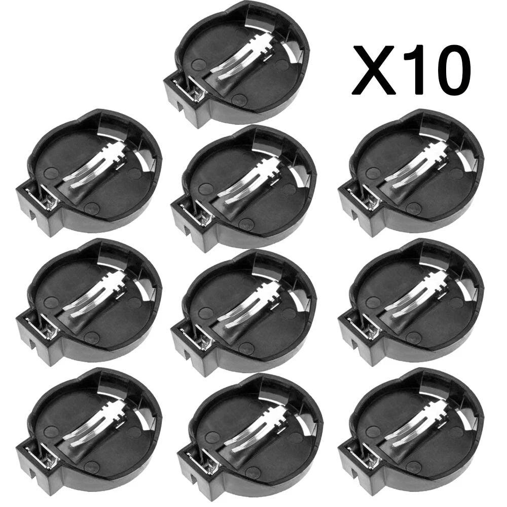 Set of 10 Button Coin Cell Battery Socket Holders for CR2025 CR2032