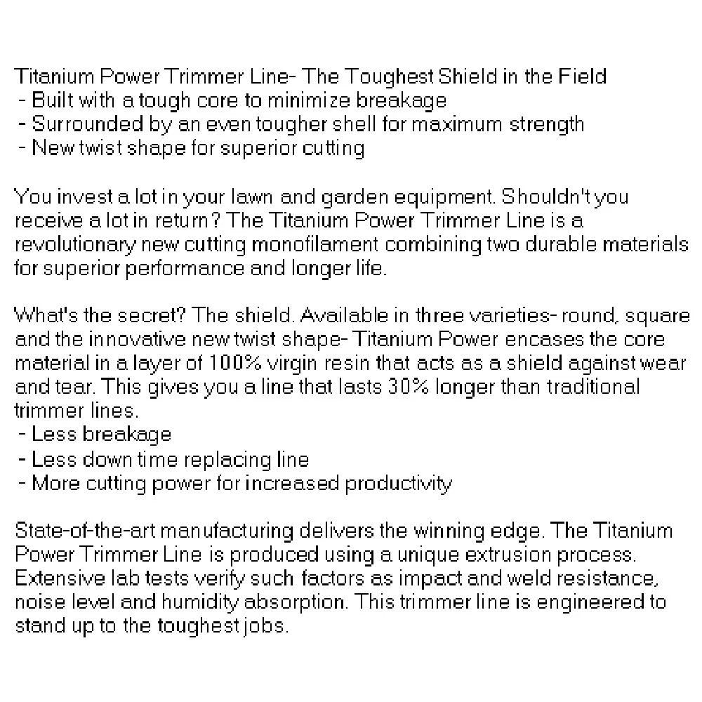 B155130 Titanium Power Trimmer Line (.130" Twist)