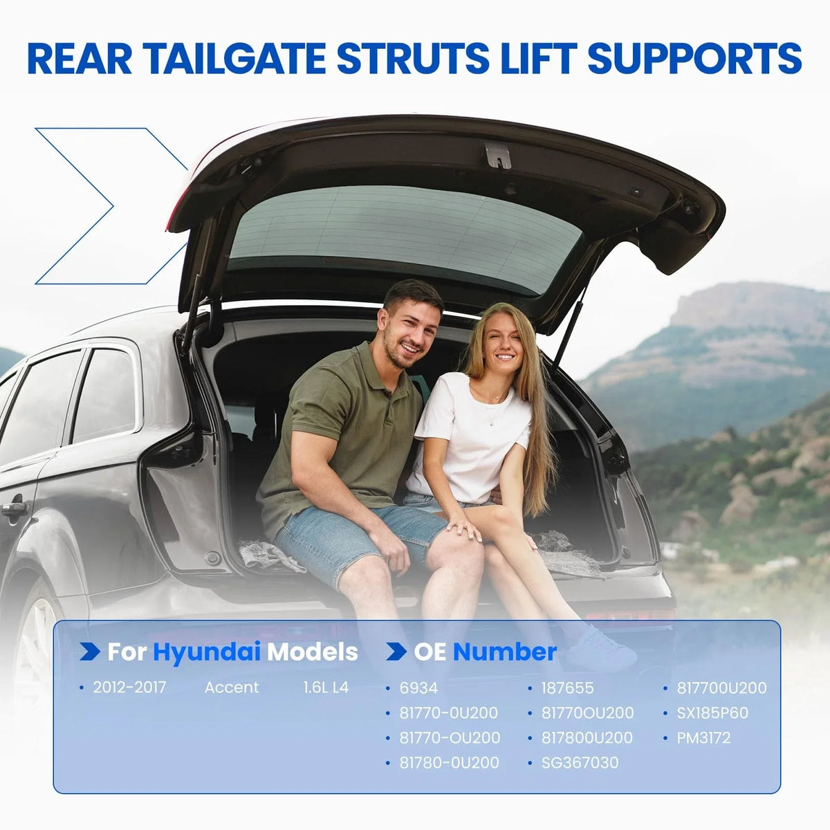 Pair Tailgate Lift Supports for Hyundai Accent (2012–2017) 1.6L