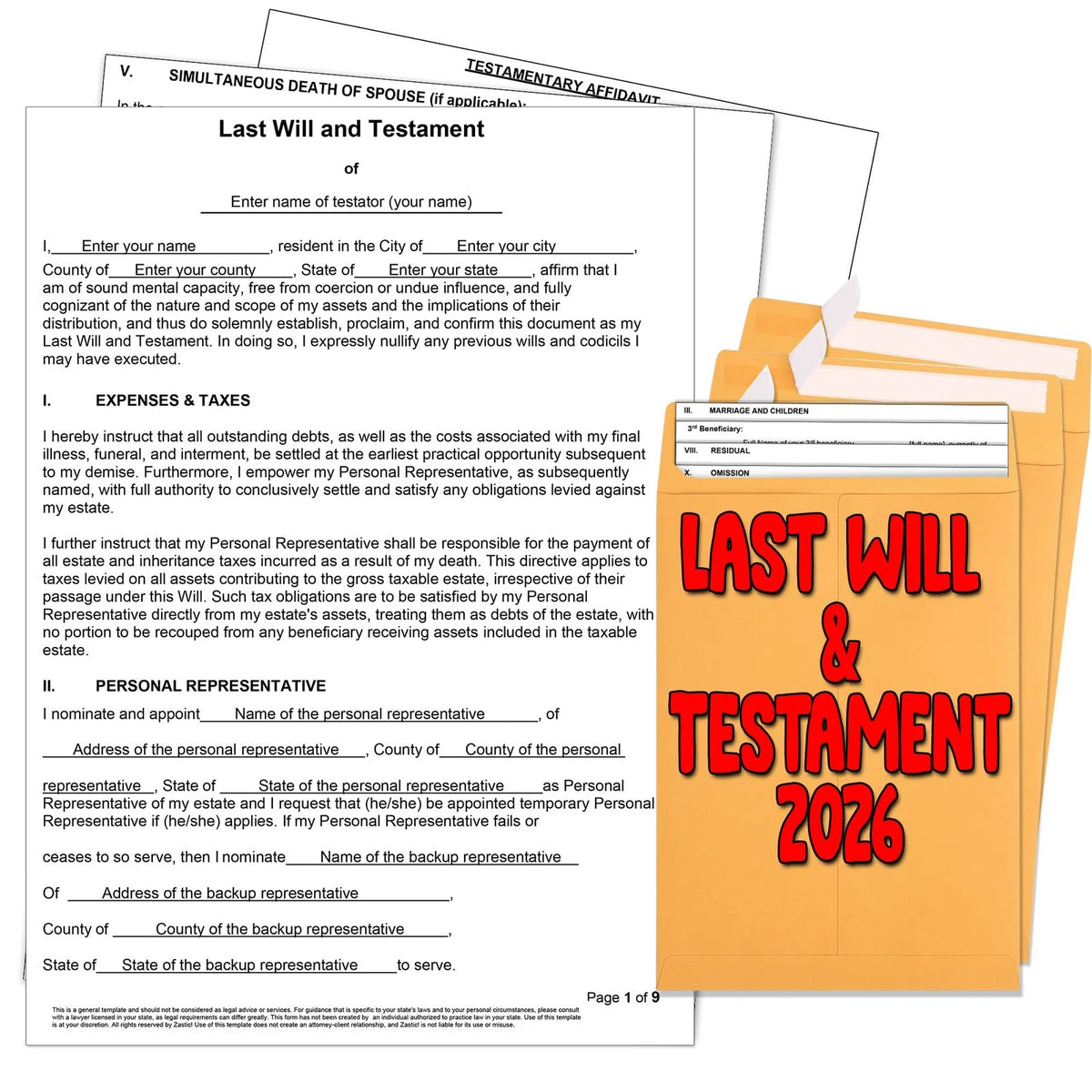 3 Pack Last Will and Testament Kit for Legal Documents (2026)