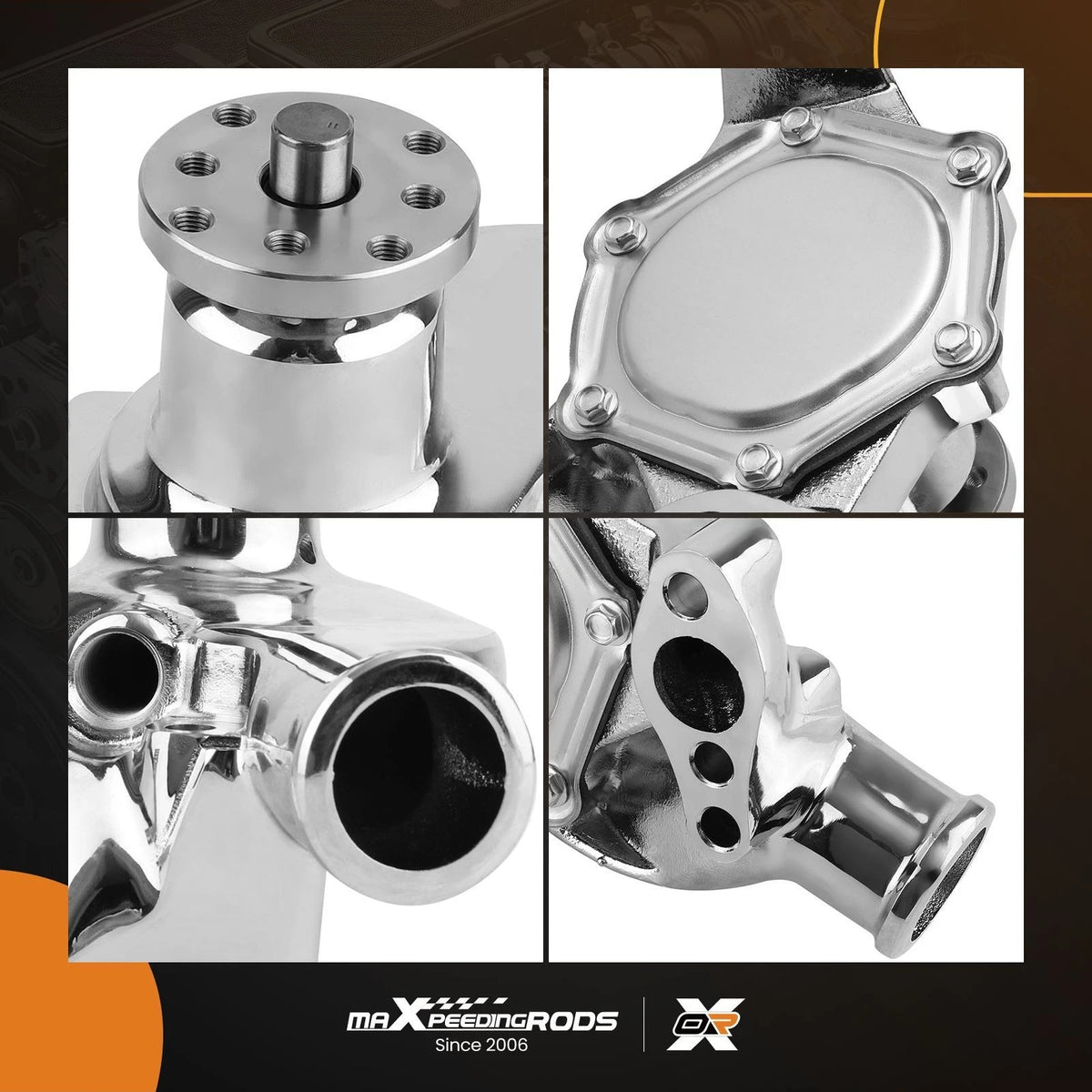 Chrome Water Pump for SB Chevy SBC 350 V8 (TQ5YE7)