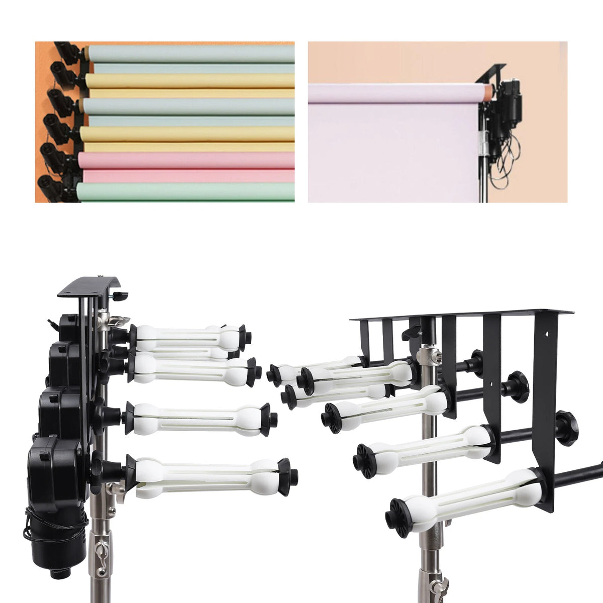 Motorized 6-Roller Backdrop Support System for Photo Video Wall Mount