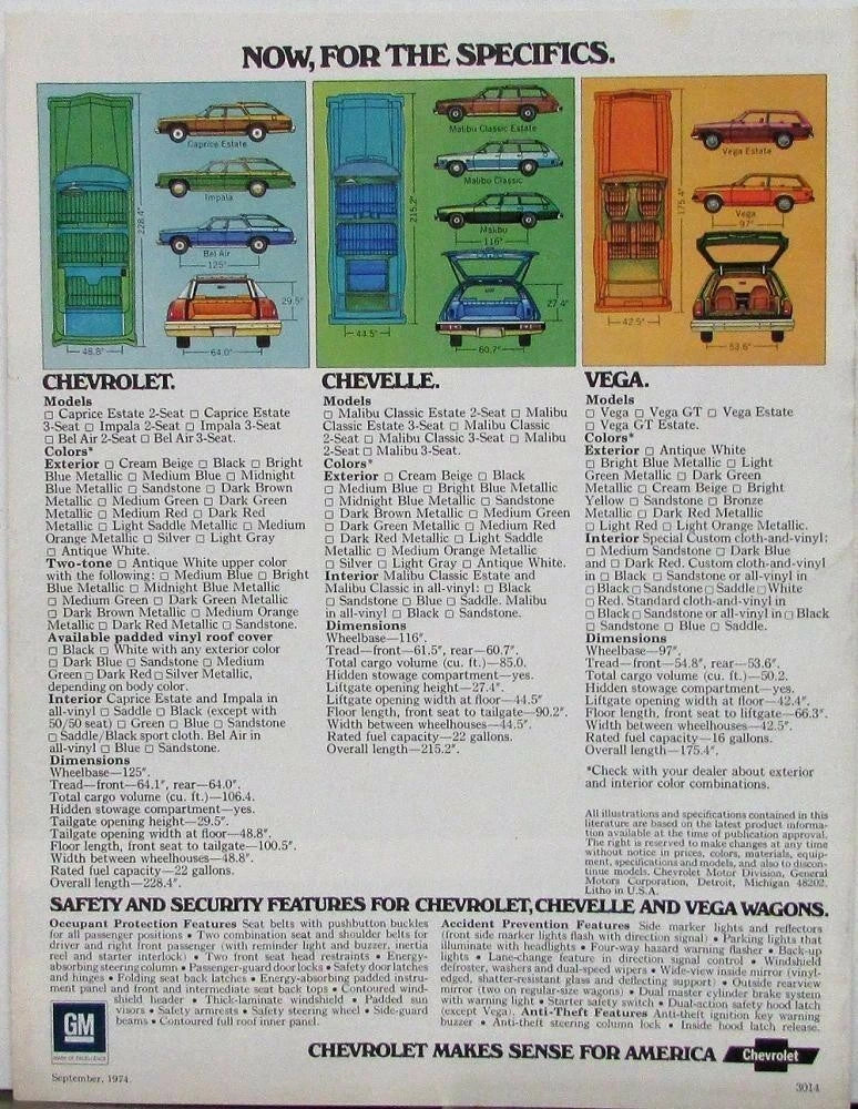 Sales Brochure for Chevrolet Chevelle Vega Suburban Blazer Sportvan (1975)