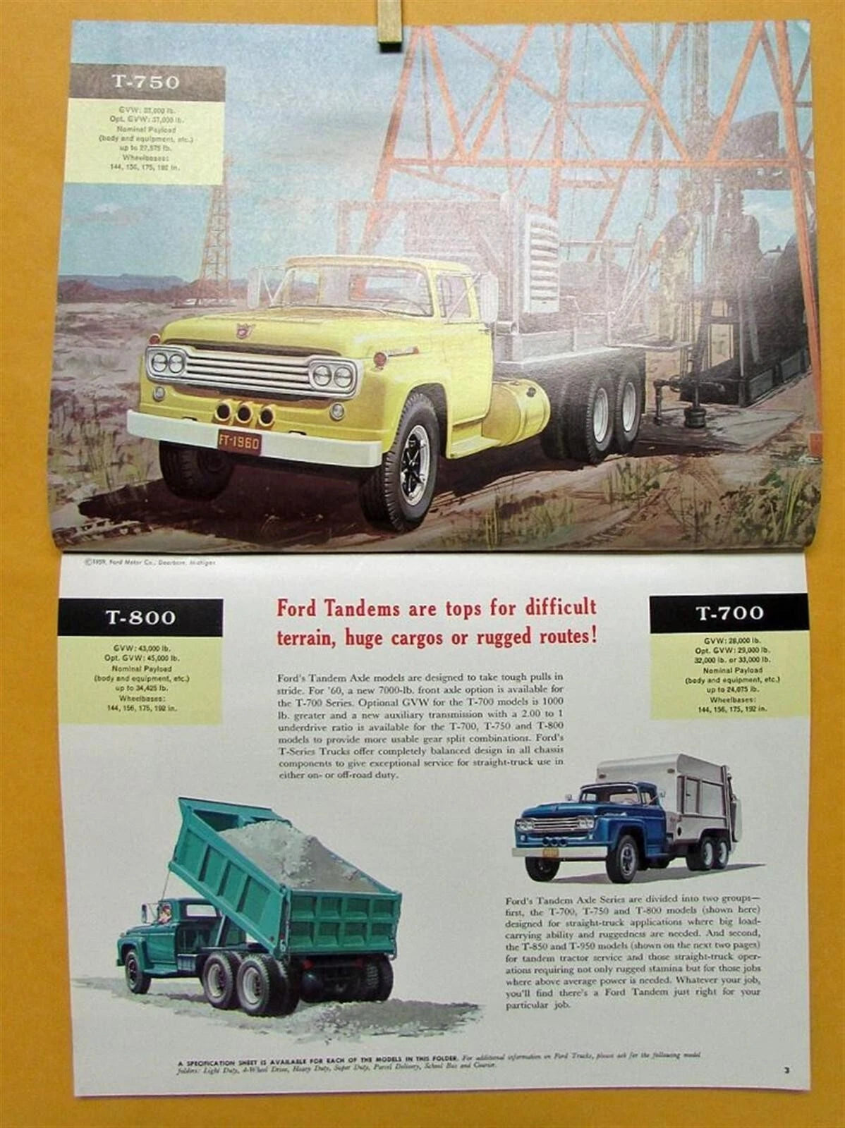 Sales Brochure for 1960 Ford Truck Model T 700 750 800 850 950