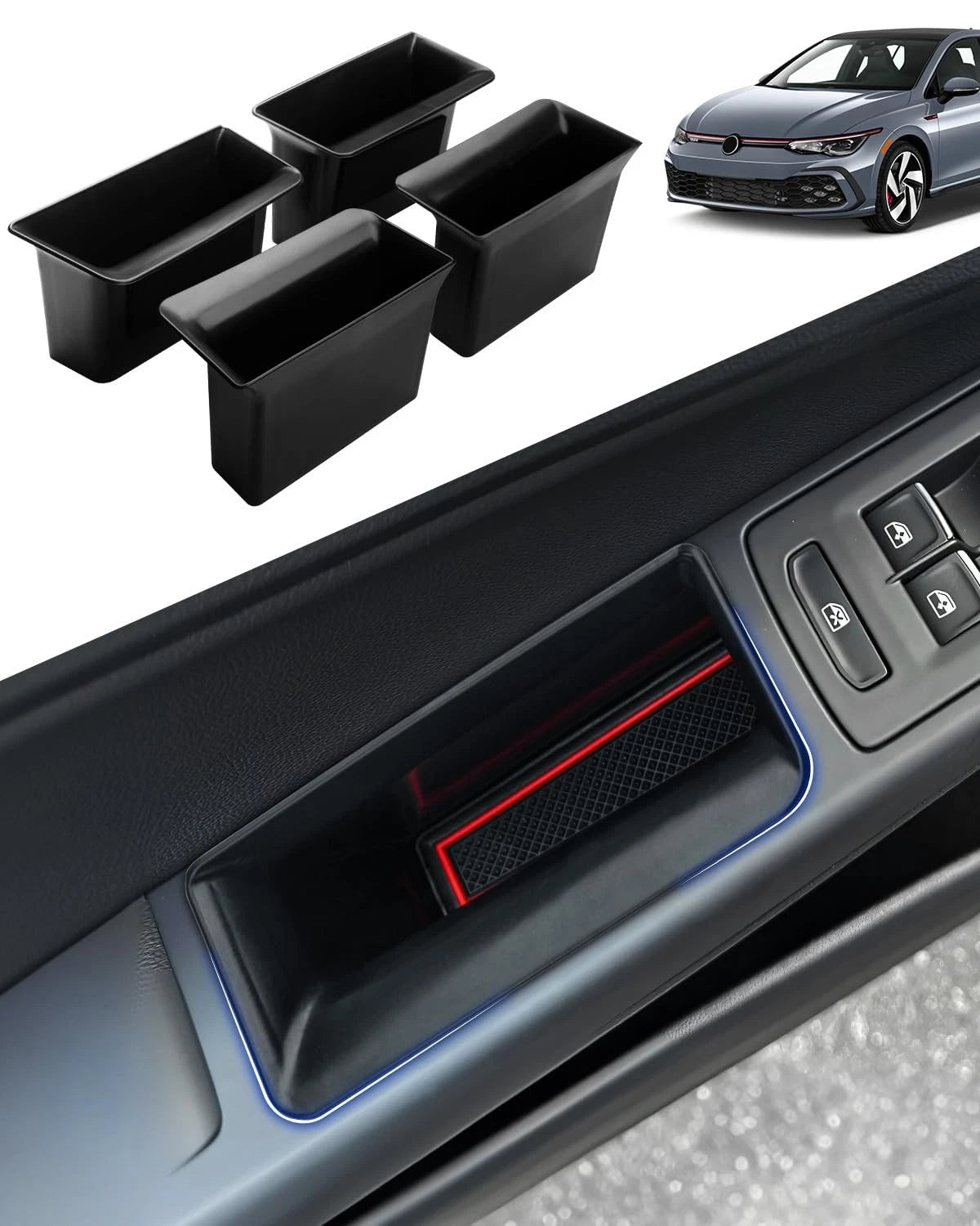 Door Side Organizer Tray for VW Golf (2022–2026) Black