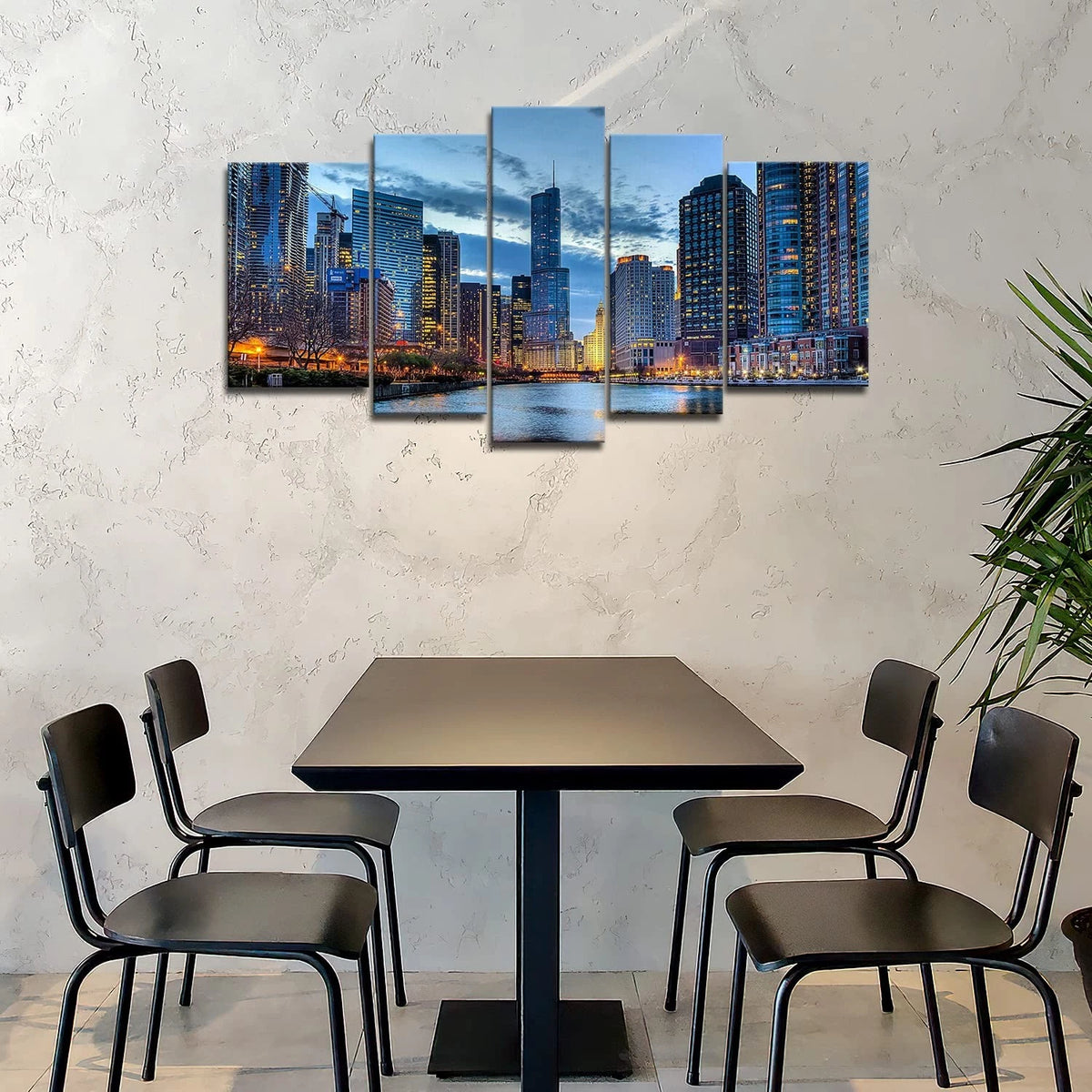 5 Panel Chicago Skyline Wall Art Canvas Prints