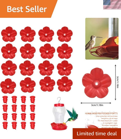 Set of 16 Red Hummingbird Feeder Replacement Flowers