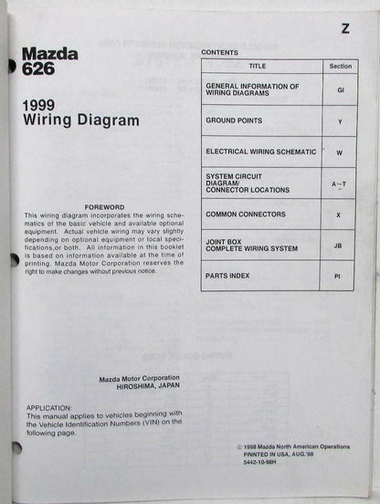 Electrical Wiring Diagram for Mazda 626 (1999)