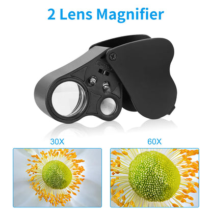 2X Jewelry Magnifier with LED Light for Pocket Use