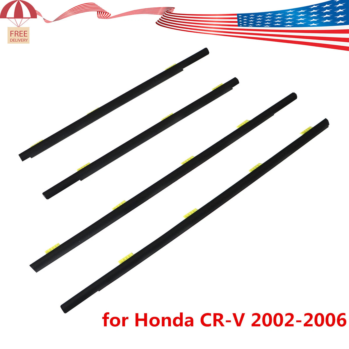 Set of 4 Outer Window Weatherstrip Molding Trim for Honda CR-V (2002–2006)