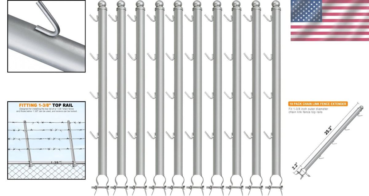 10-Pack Barbed Wire Arm Extensions for Chain Link (25") Galvanized Steel