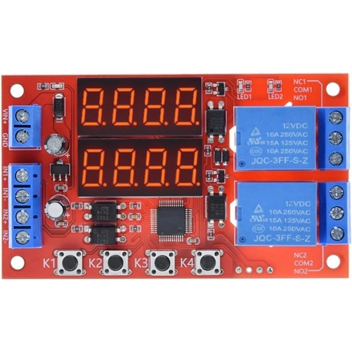 Programmable Dual Relay Delay Timer Module 12V 10A - 32 Modes Control