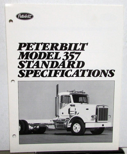 1987 Peterbilt Model 357 Specifications Brochure