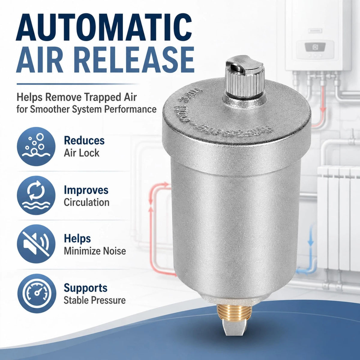 1/8" NPT Automatic Air Vent Valve for Hydronic Heating (400-4 Float)