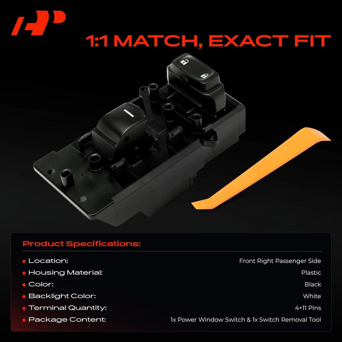Front Right Power Window Switch for Honda Civic (2016–2023) 35760TBAC11, DWS2068