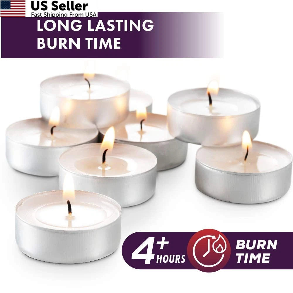 100 Unscented Tea Light Candles (4 Hours) - White