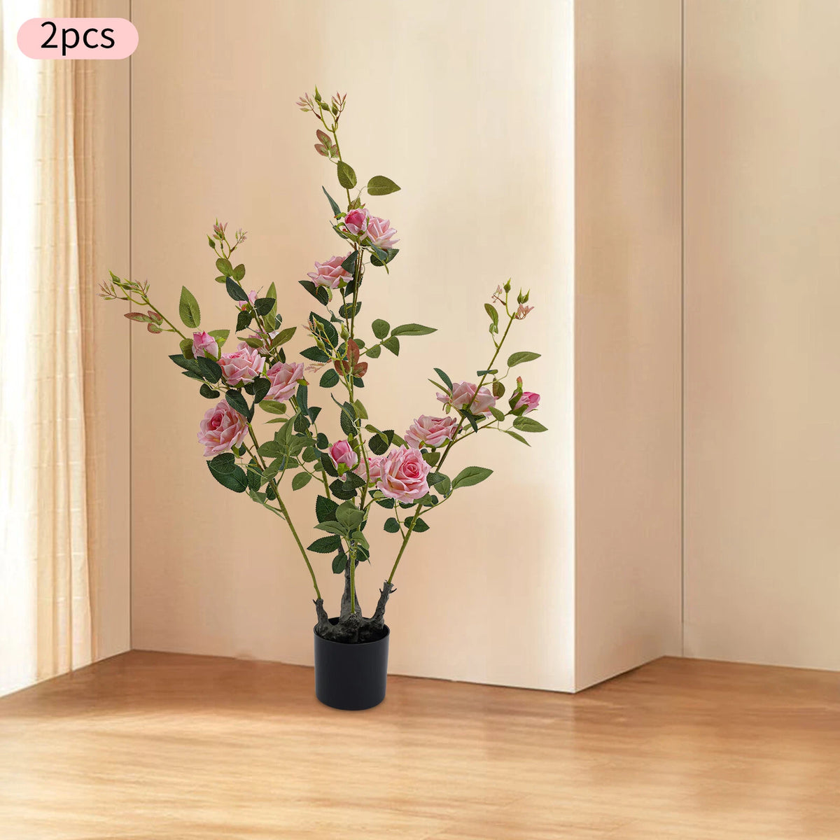 2 Pieces Artificial Rose Tree for Home Decor (No Part Numbers)