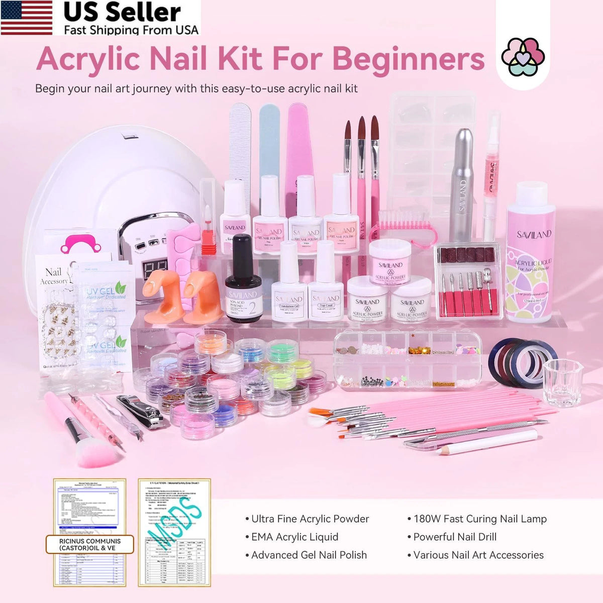Acrylic Nail Kit for Beginners (458 pcs, Multicolor)