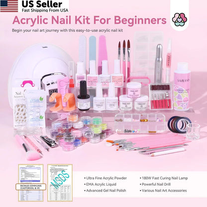 Acrylic Nail Kit for Beginners (458 pcs, Multicolor)
