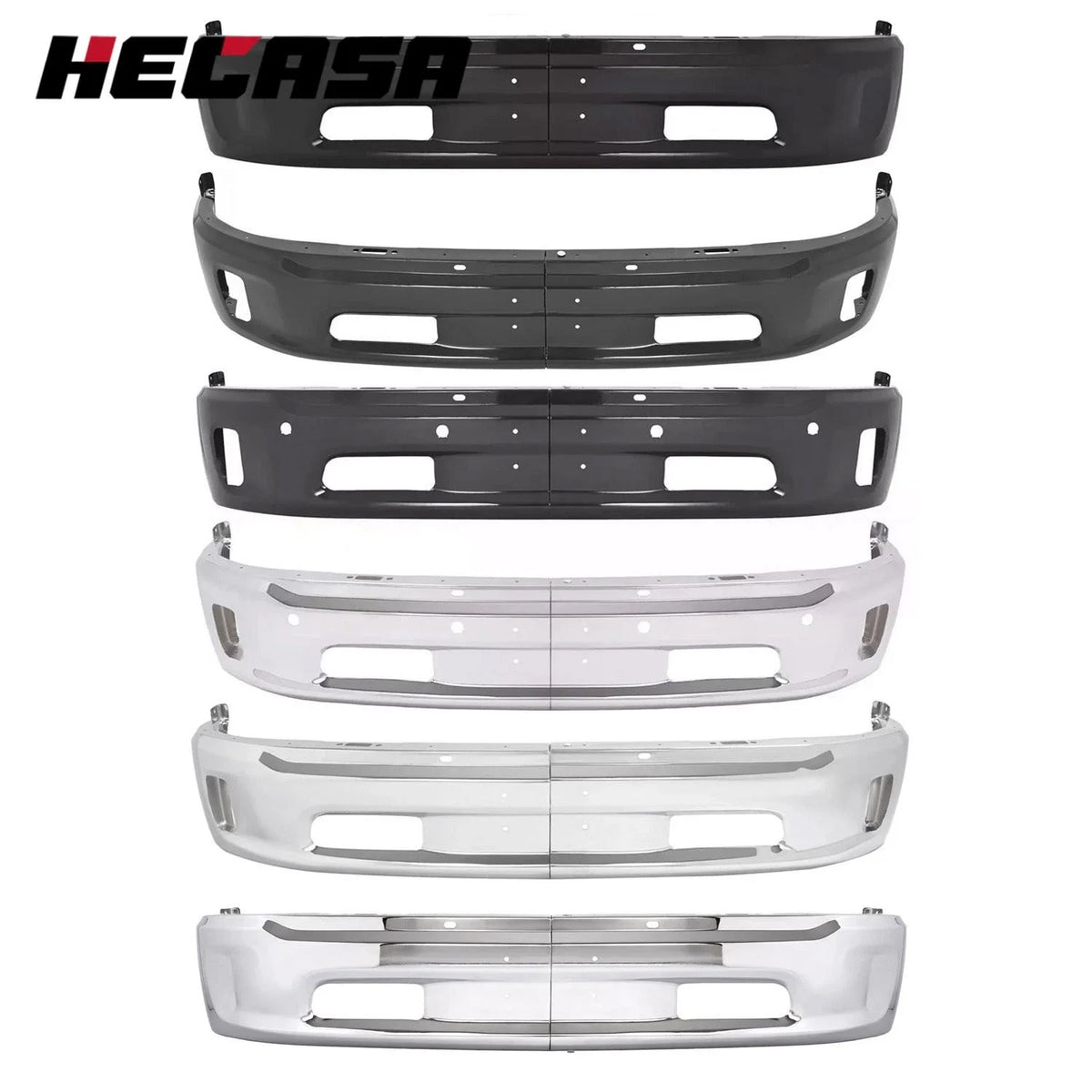Chrome/Black Front Bumper Face Bar for 2013-2024 Ram 1500