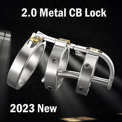 Metal Chastity Lock Cage Tube Stimulator for Male