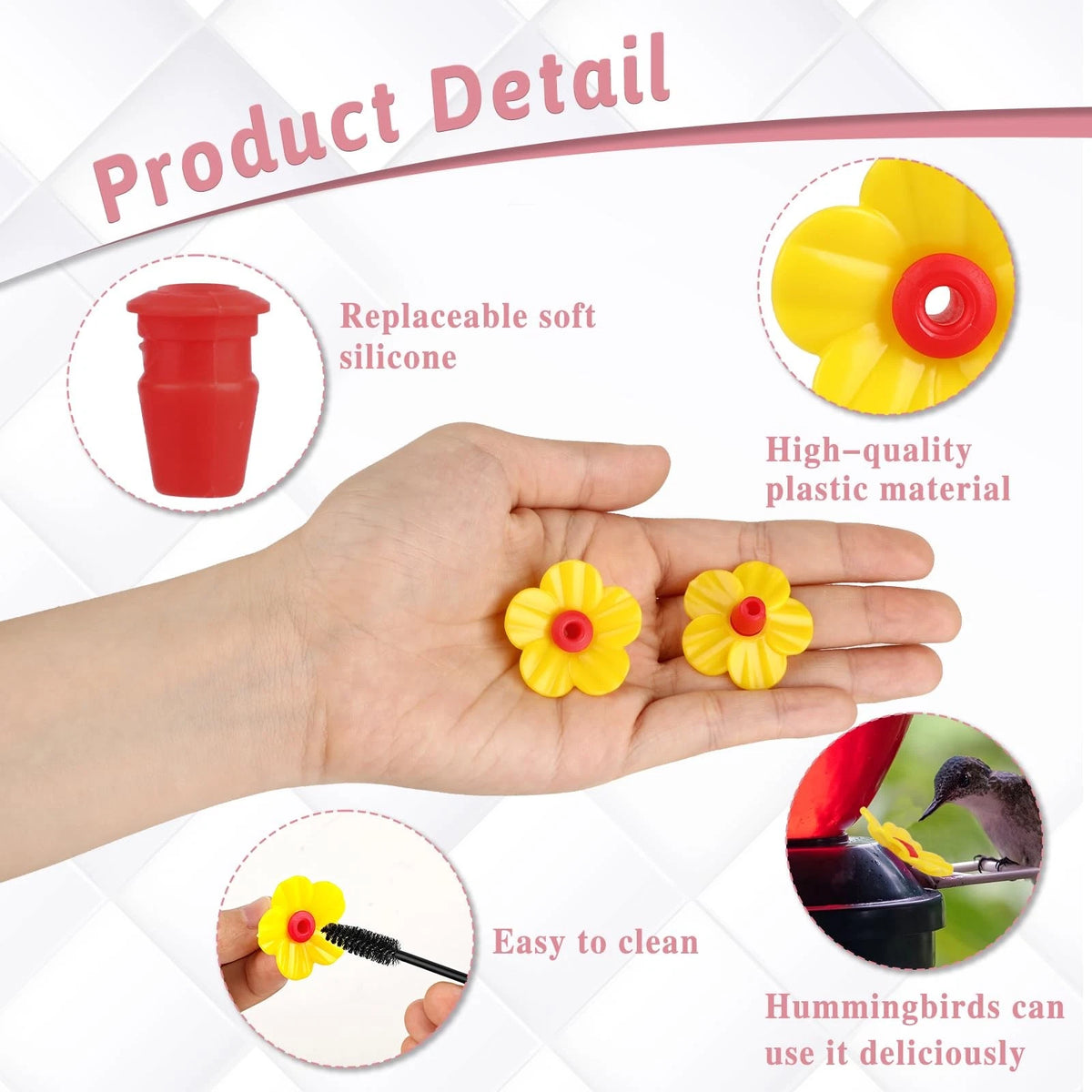 16 Pieces Hummingbird Feeders Replacement Flowers Yellow