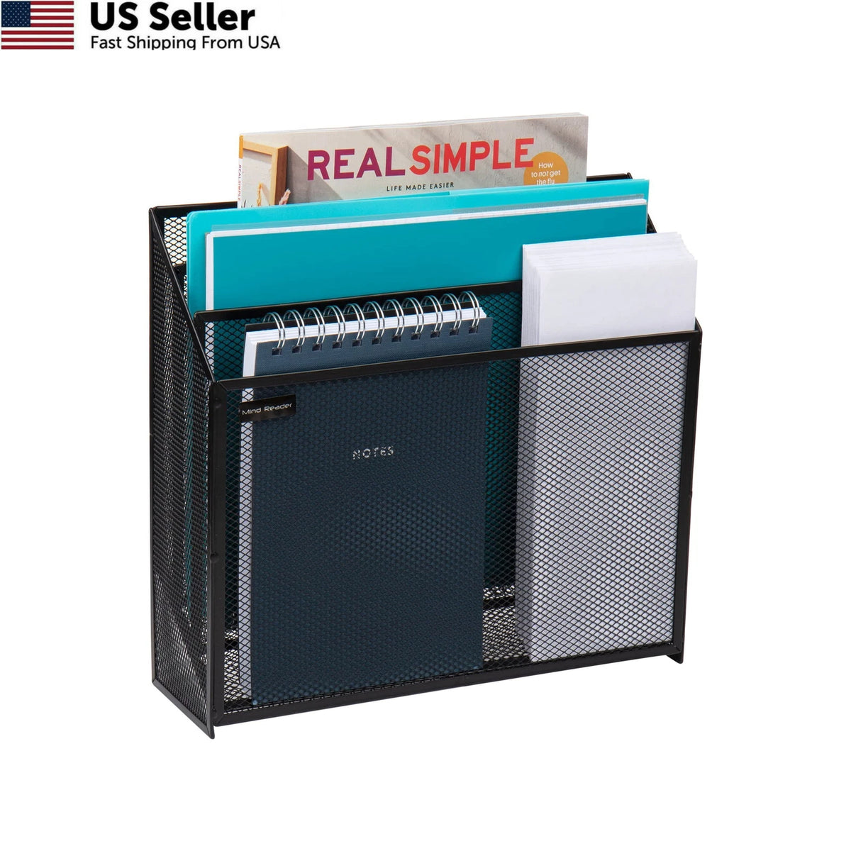 Vertical File Storage Organizer for Desktop (Single, Black)