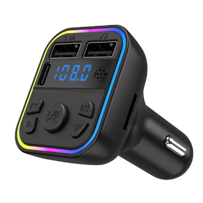 FM Transmitter Adapter for Car (Type-C, Dual USB, Fast Charger)