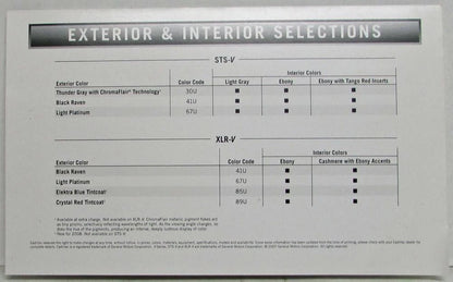 Exterior and Interior Color Selections for 2008 Cadillac V-Series