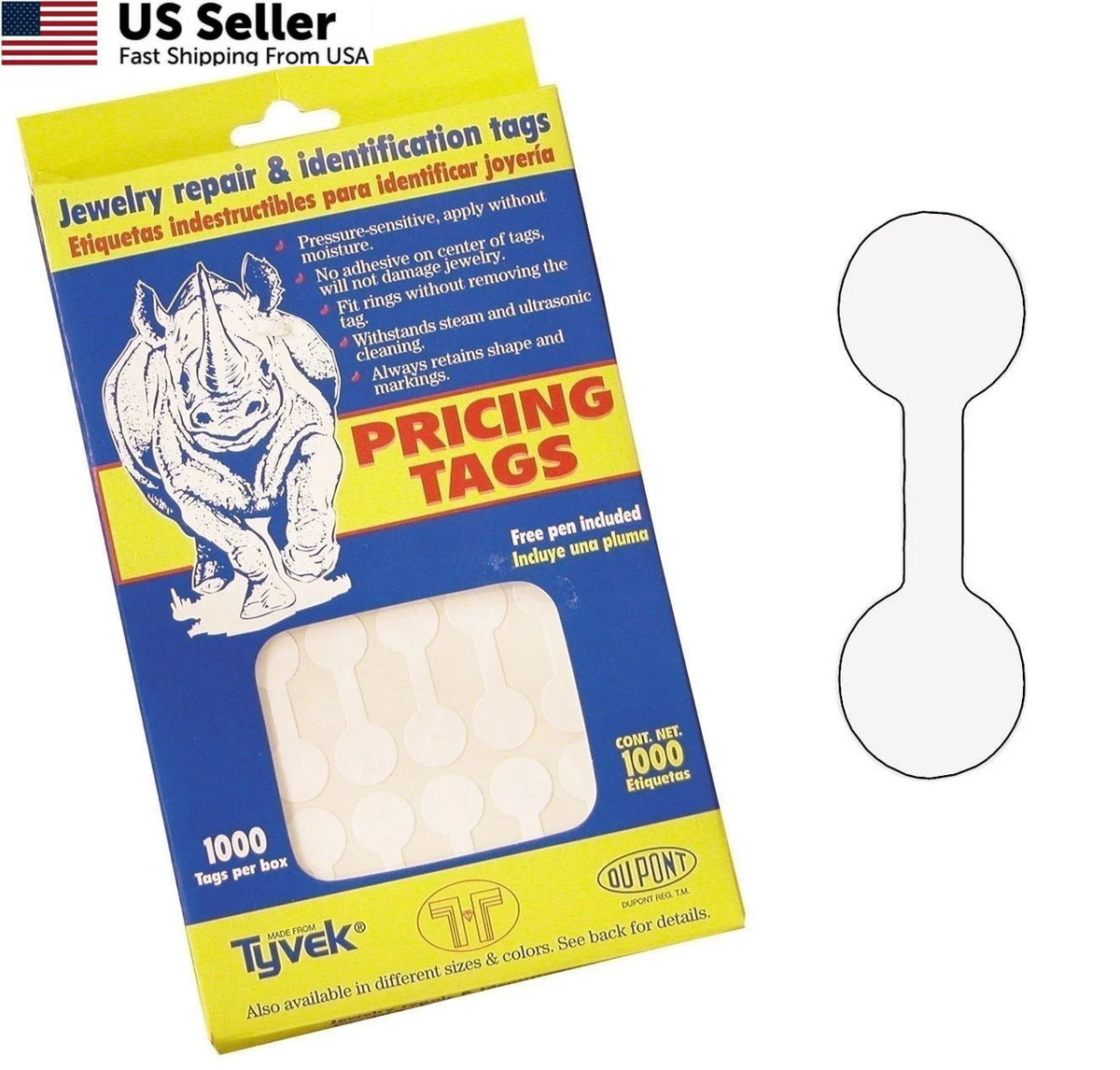 1000 pcs Price and Identification Tags 1" x 2", White