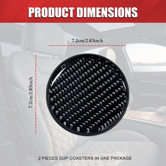 2X Carbon Fiber Non-Slip Cup Holder Coaster for Universal Fit (2.75 inches)
