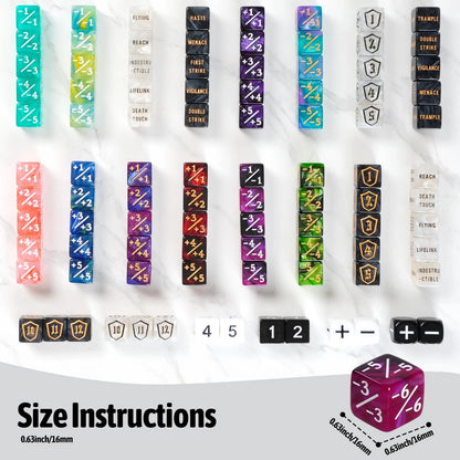 100 MTG Dice Set Ability Keyword Counters Life Buff Tokens D20