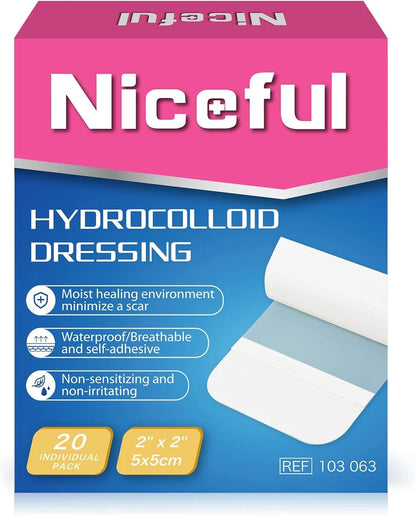 20 Count Hydrocolloid Bandages 2" x 2" Wound Dressing