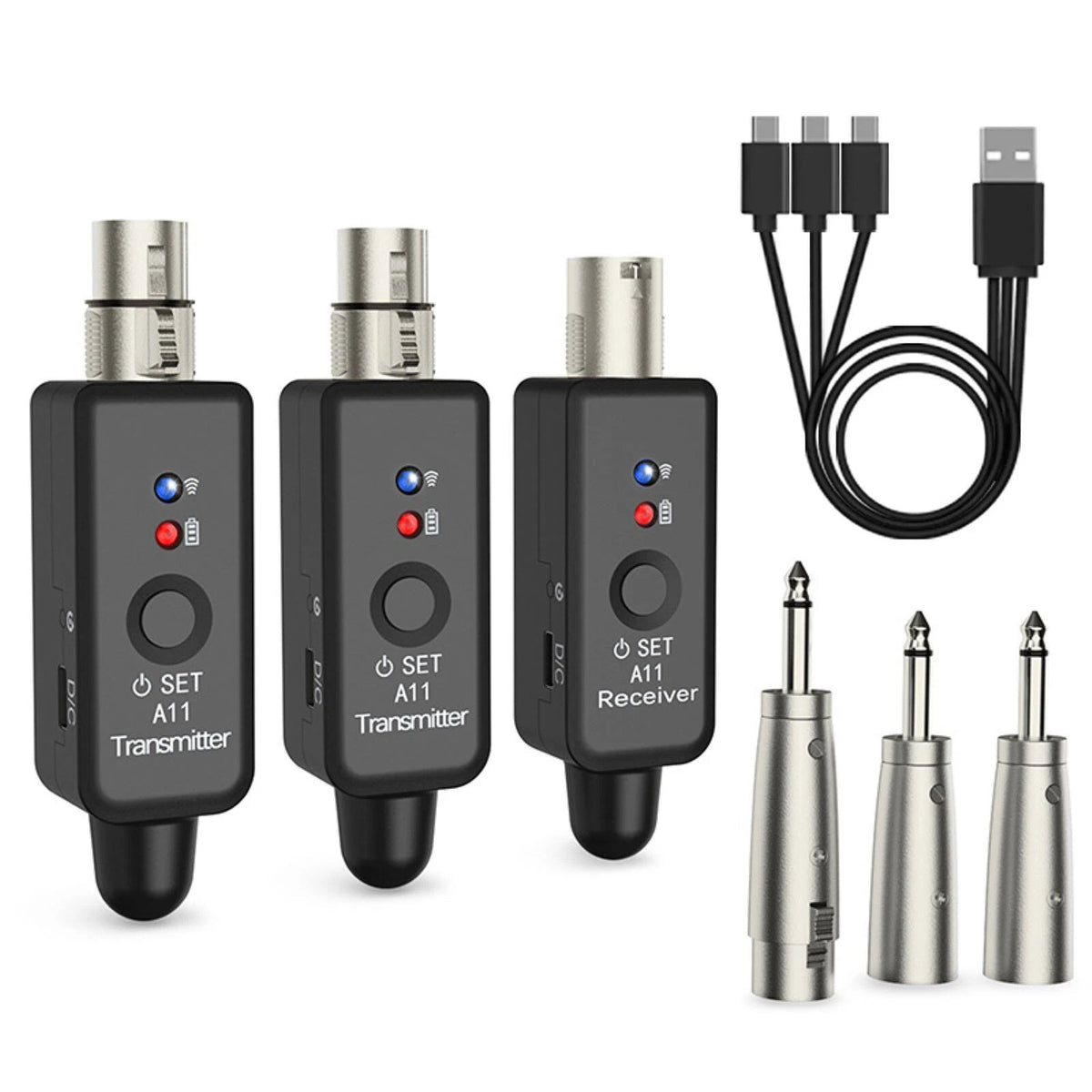 Set of 1 Wireless Microphone Transmitter & Receiver UHF XLR Adapter