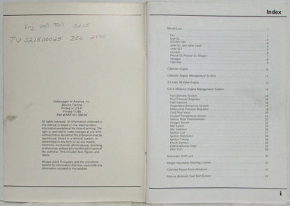 Service Training Publication for VW Model Change Information (1990)