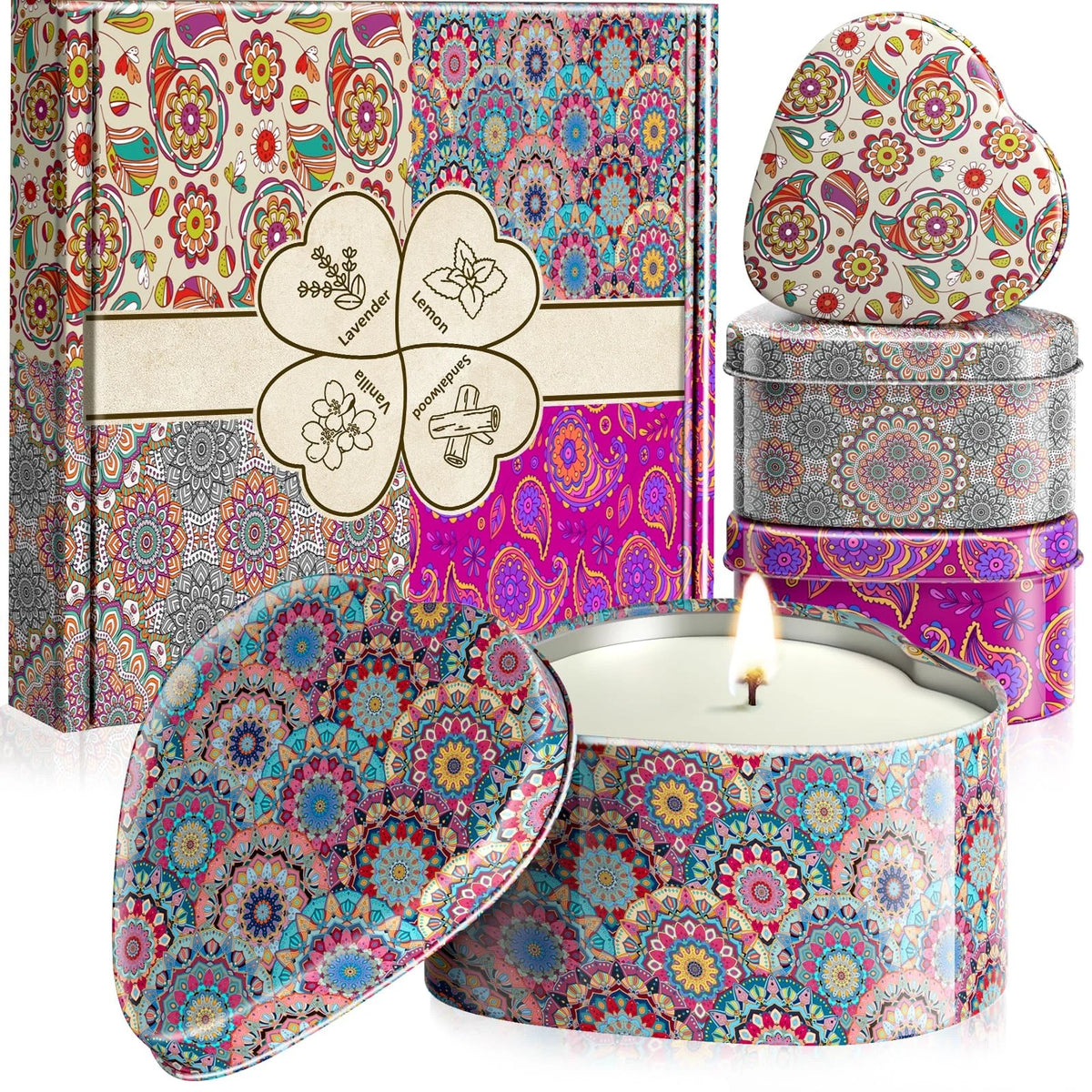 4 Pack Scented Candles for Women - Multicolor