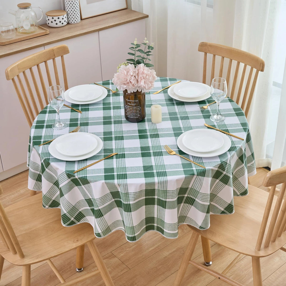 48 Inch Round Vinyl Tablecloth with Flannel Backing (Waterproof)