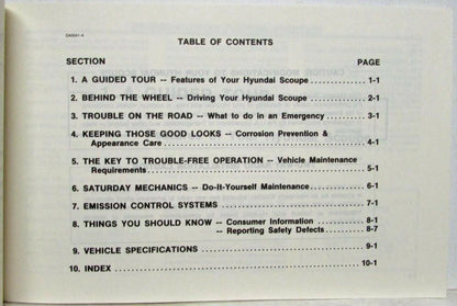 Owners Manual for Hyundai Scoupe (1991)
