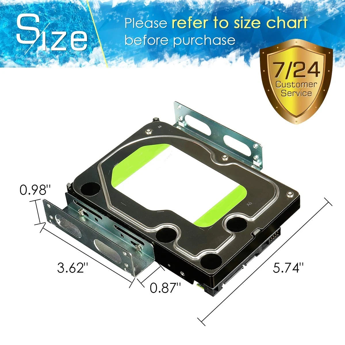 1 x 3.5 HDD/SSD to 5.25 Metal Mounting Bracket