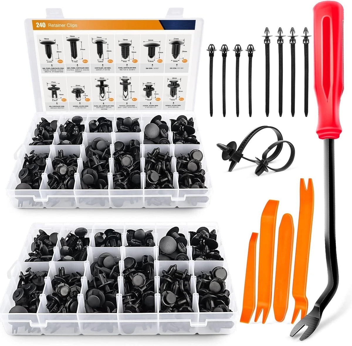 480PCS Bumper Retainer Clips & Fastener Remover Kit for Toyota GM Ford Honda