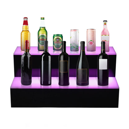 2 Tier LED Lighted Back Bar Liquor Bottle Shelf Display Stand