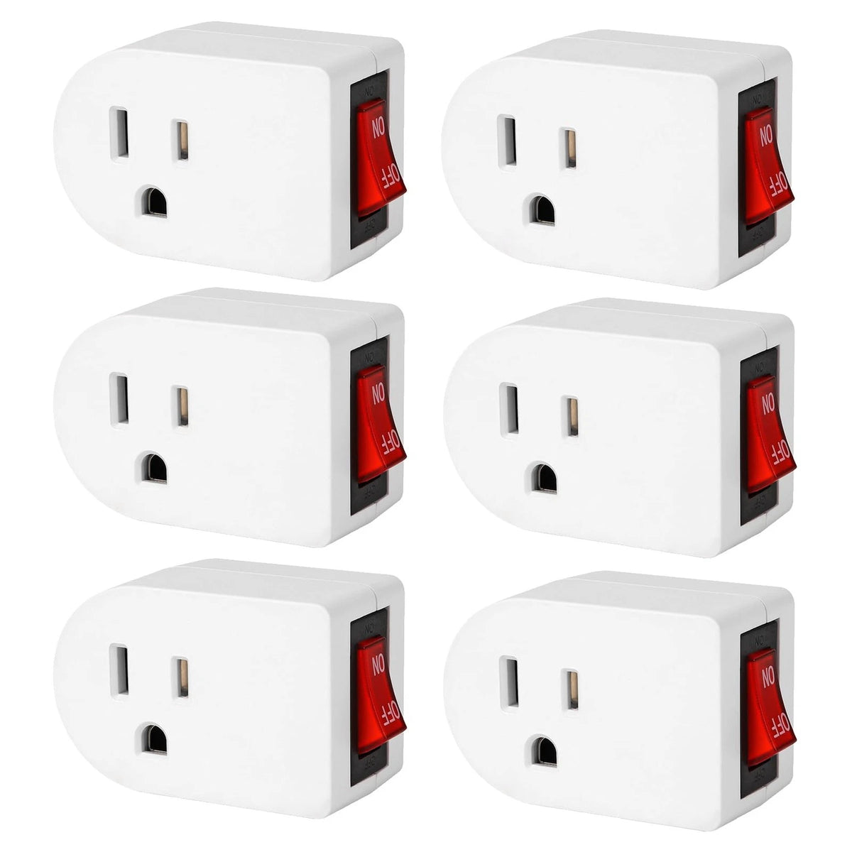 6X Grounded Outlet with On/Off Switch for Power Adapter