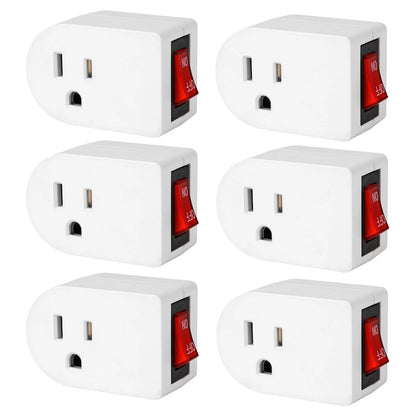 6X Grounded Outlet with On/Off Switch for Power Adapter